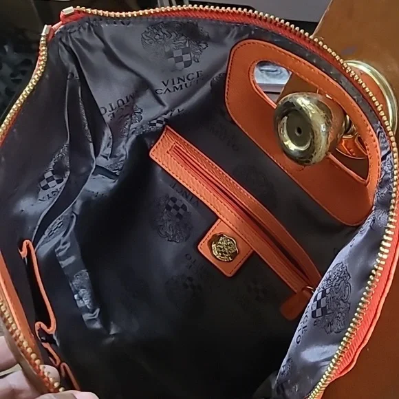 Vince Camuto Leather Monnogram Handbag - Picture 9 of 10